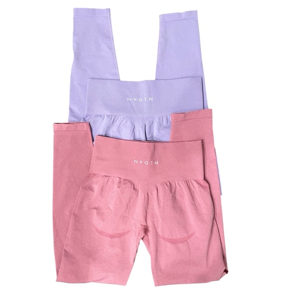 NWT NVGTN Womens Medium Leggings Lot of 2 Pink Purple High Waist Butt Lift Pants - Picture 2 of 9